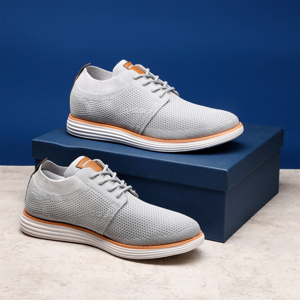 [KnitFlex Breeze] Men's Knitted Oxford Sneaker Shoes - GREY - 1